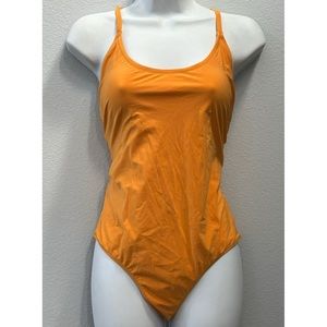 womens H&M yellow orange one piece bathing suit - size 10